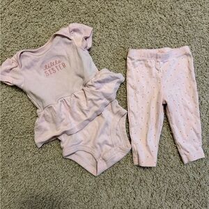 Carter's Pink Ruffle Onesie and Polka Dot Leggings Set